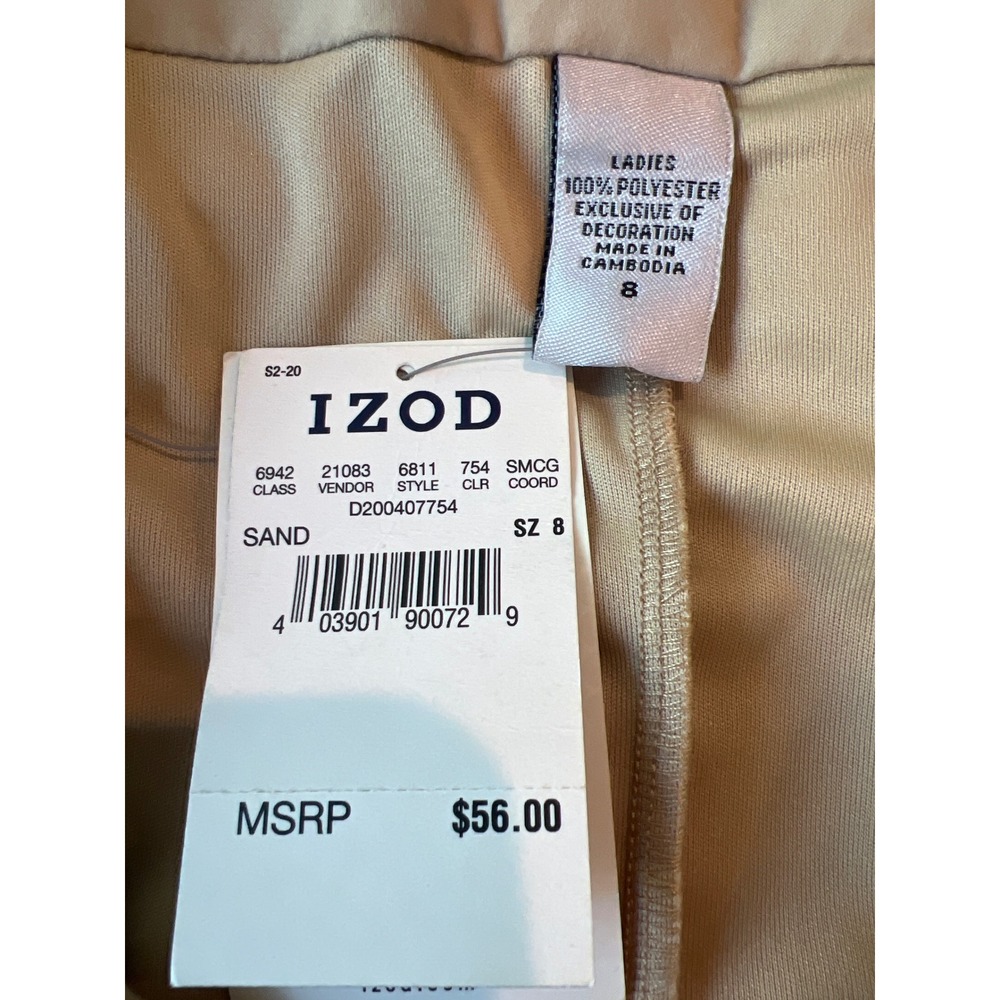 IZOD Women's Golf Pickleball Athletic Skort Sand Tan Side Zip  NWT Size 8 - Picture 5 of 9